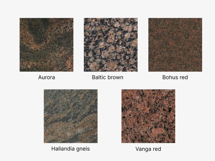 High-quality gravestones, monuments and grave fences made from 13 different types of granite